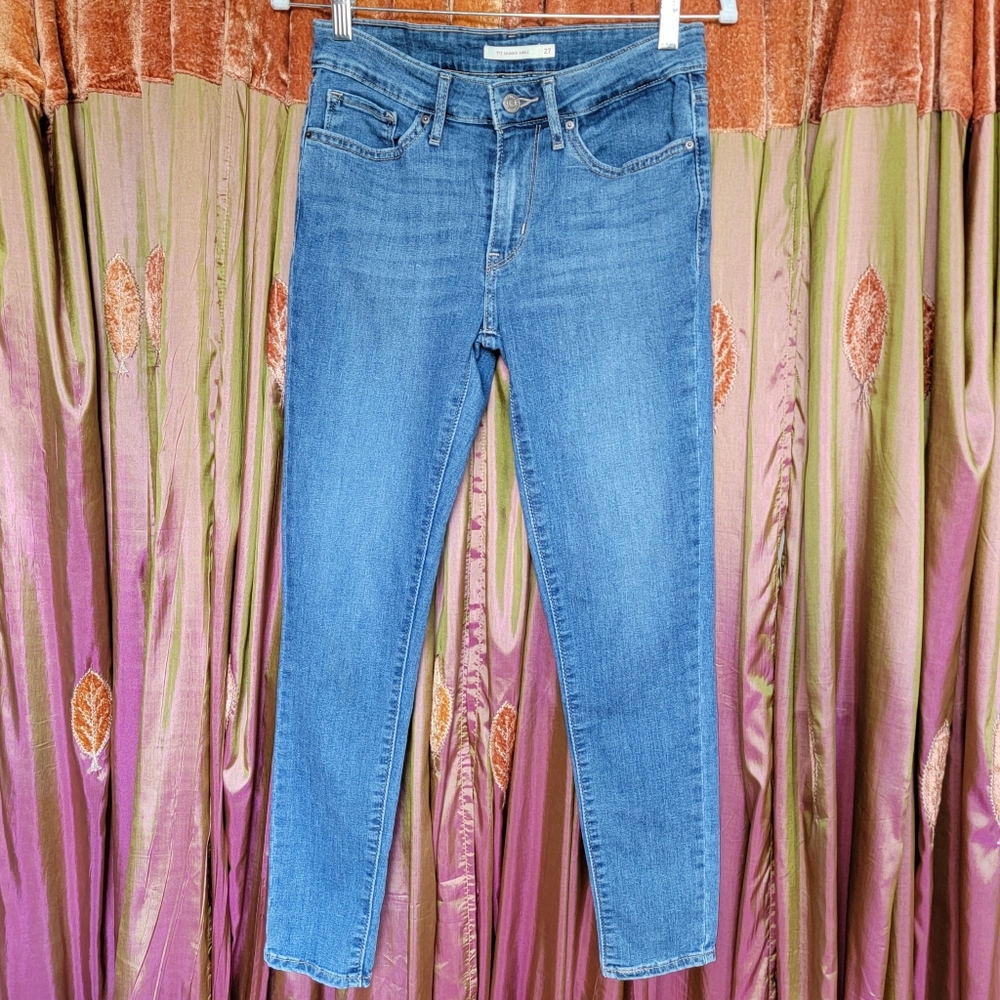 Levi's 711 Classic Mid Rise Skinny Ankle Jeans Medium Wash Blue Denim size 29